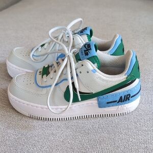 Nike Air Force 1 Sneakers - Green and Blue